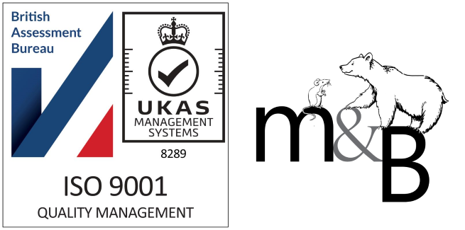 ISO 9001 logo next to Mouse & Bear logo